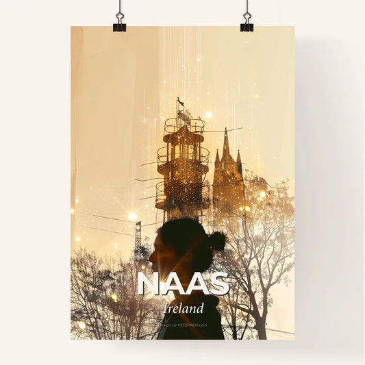 Naas, Ireland City Skyline Silhouette Art Poster