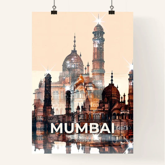 Mumbai's Shimmering Skyline on Warm Beige Poster