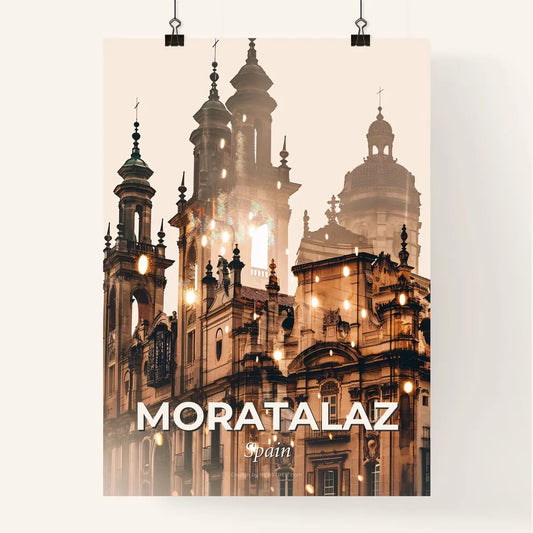 Moratalaz Skyline Art with Subtle Backlights and Sparkles Poster