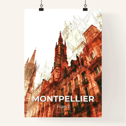 Montpellier Skyline City Lights Beige Art Poster Poster