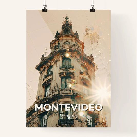 Montevideo Cityscape: Double Exposure Art Poster Poster