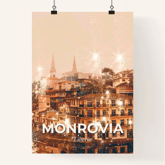 Monrovia Cityscape with Local Icons Poster