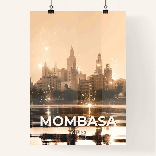 Mombasa Skyline Pastel Double Exposure Composite Poster Poster