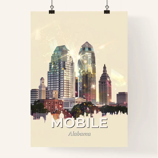 Mobile City Skyline Impressionistic Poster Art Poster