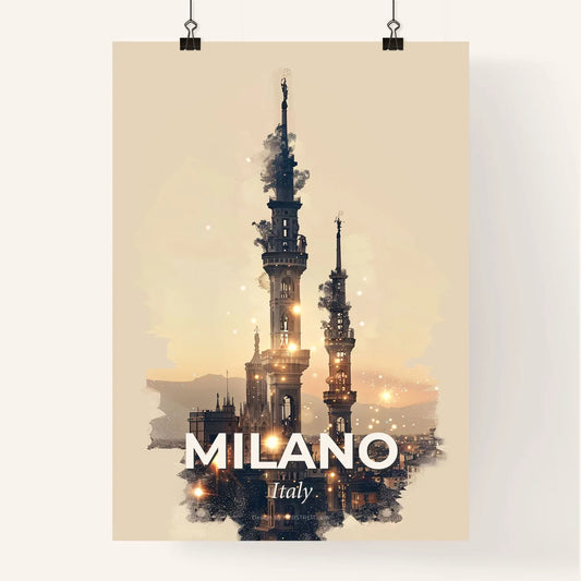 Milan Urban Icons in City Light Panorama Poster