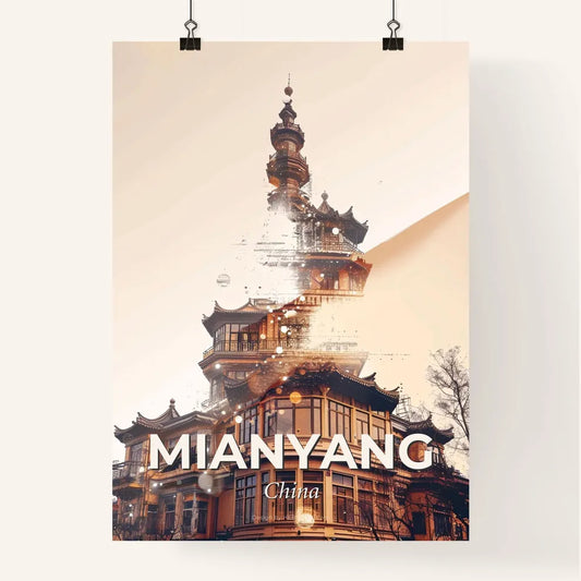 Mianyang Skyline Double Exposure Bright Beige Poster Art Poster