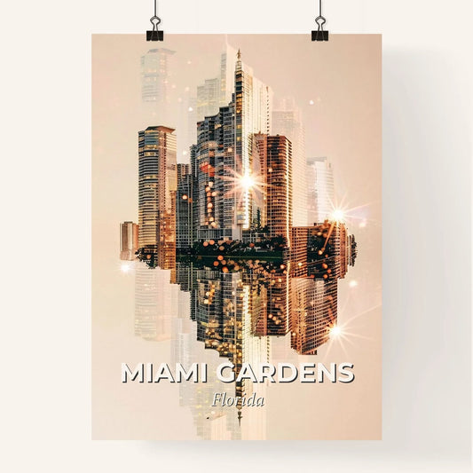 Miami Gardens Skyline Art: Local Icons in Beige Poster