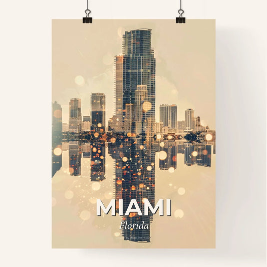 Miami Cityscape Glow in the Night Poster