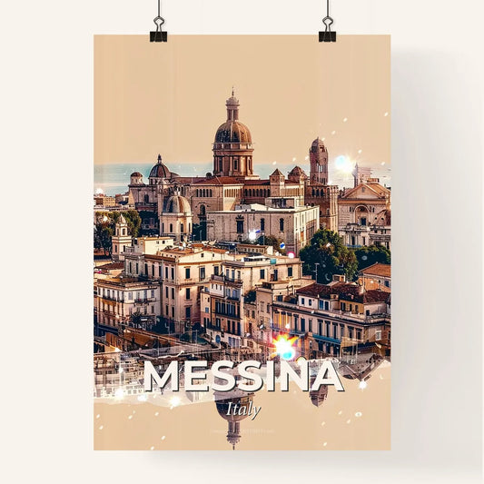 Messina Skyline Double Exposure Art Poster Poster