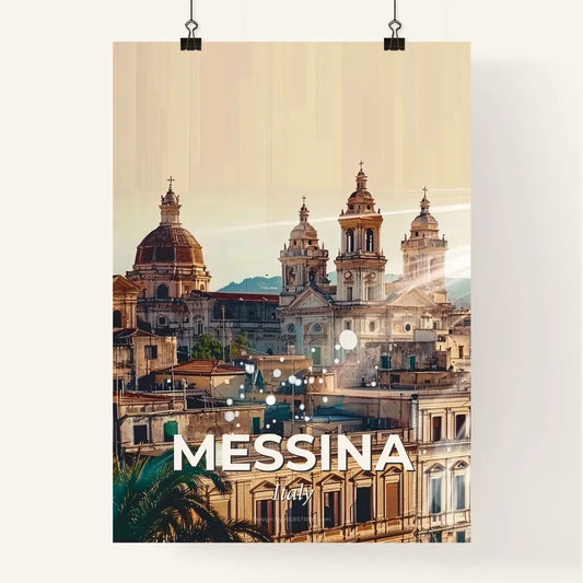 Messina Skyline Composite Art with Beige Background Poster