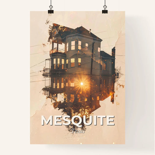 Mesquite Texas City Skyline Double Exposure Poster Art Poster