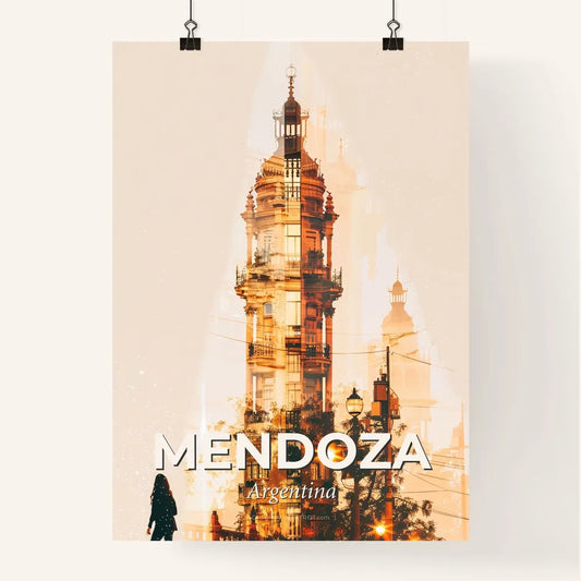 Mendoza City Skyline Double Exposure Art Poster Poster