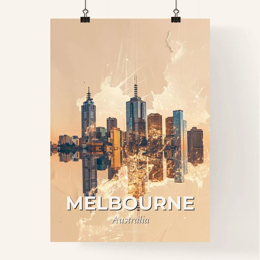 Melbourne Skyline Composite Art Poster Poster