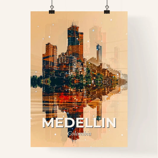 Vibrant Medellin City Skyline Poster Art Poster