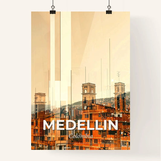 Medellin Skyline Double Exposure Art Poster Poster