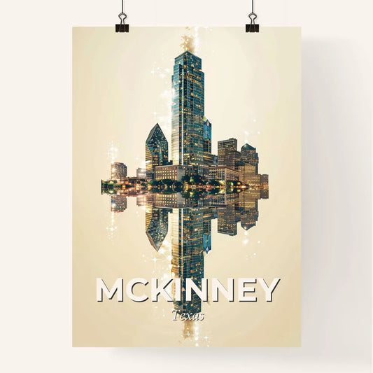 McKinney Texas: Double Exposure Art Skyline Poster