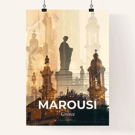 Marousi Skyline Double Exposure Poster Art Poster