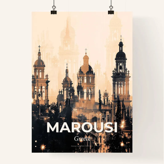 Marousi City Skyline Double Exposure Poster Poster