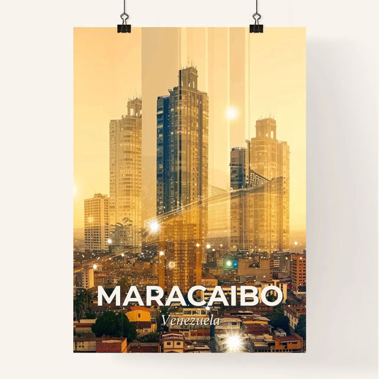 Maracaibo City Skyline Nightlife Sparkle Poster