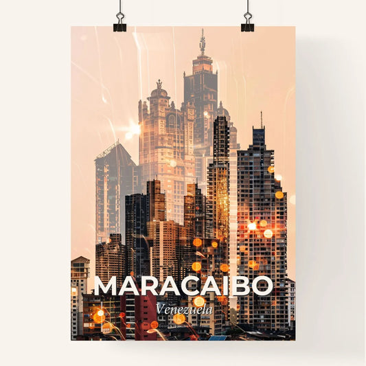 Maracaibo Vibrance: City Icons in Double Exposure Poster
