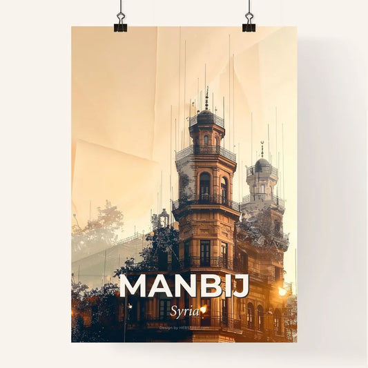 Manbijs Skyline Art Deco Bright Illuminations Poster