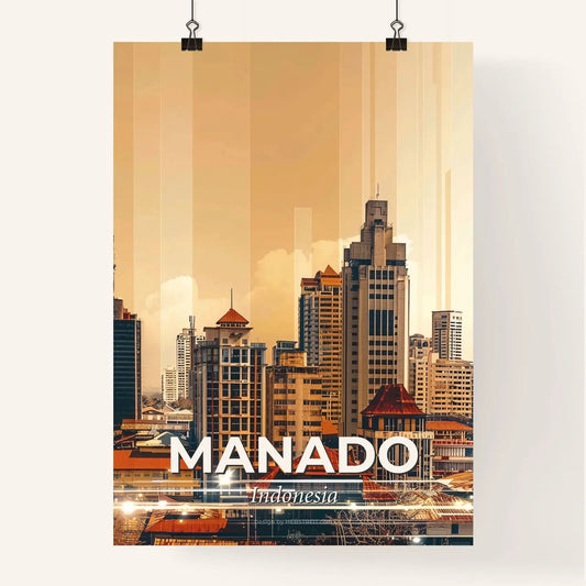 Manado City Skyline, Indonesia, Illuminated Poster Poster