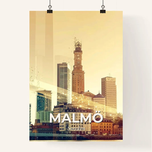 Malmö Skyline Double Exposure Poster Poster
