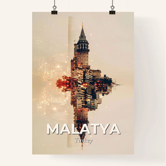 Malatya City Skyline Double Exposure Art Poster