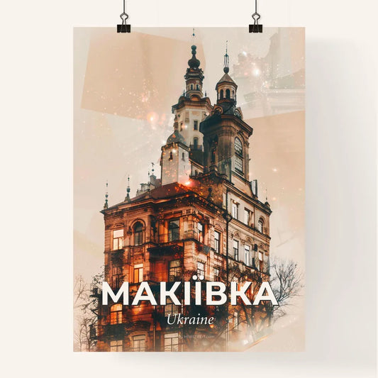 Makiivka Skyline Poster: Iconic Architecture on Beige Poster
