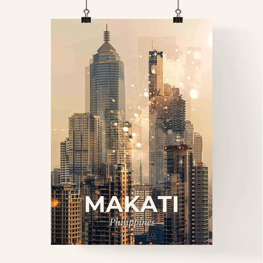 Makati Skyline Dreamy Beige Glow Poster