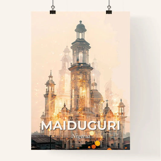 Maiduguri Skyline Double Exposure Art Poster