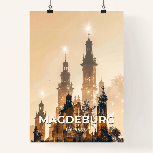 Magdeburg Skyline Double Exposure Cityscape Art Poster
