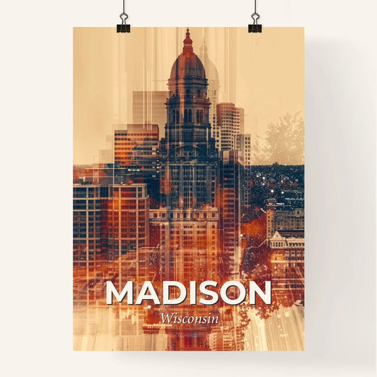 Madison City Skyline Urban Pastel Art Poster