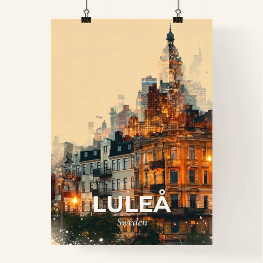 Luleå Dreamy Double Exposure Skyline Poster