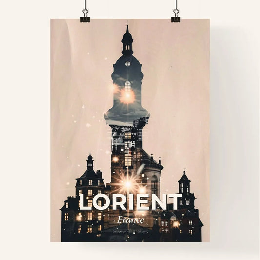 Lorient Skyline Art Composite Beige Tones Poster