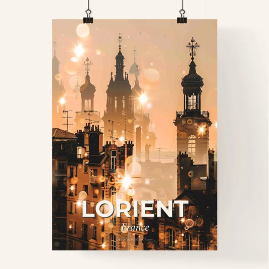 Lorient Horizon Silhouette Poster with Sparkling Lights Poster