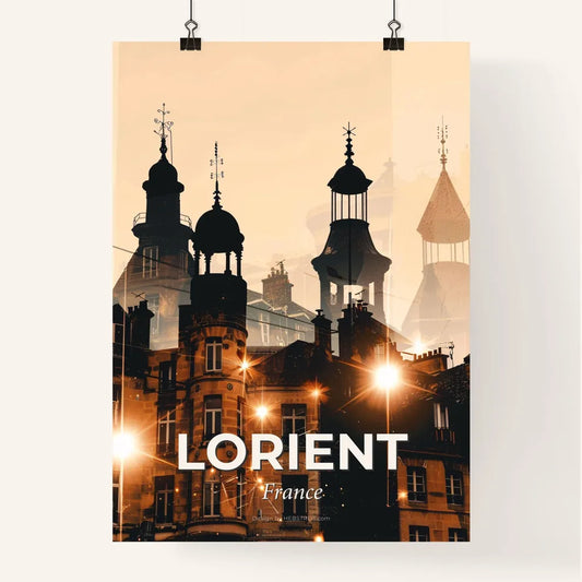 Lorient City Silhouette Skyline on Beige Paper Poster