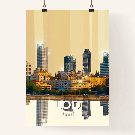 Lod, Israel Double Exposure Skyline Art Poster Poster
