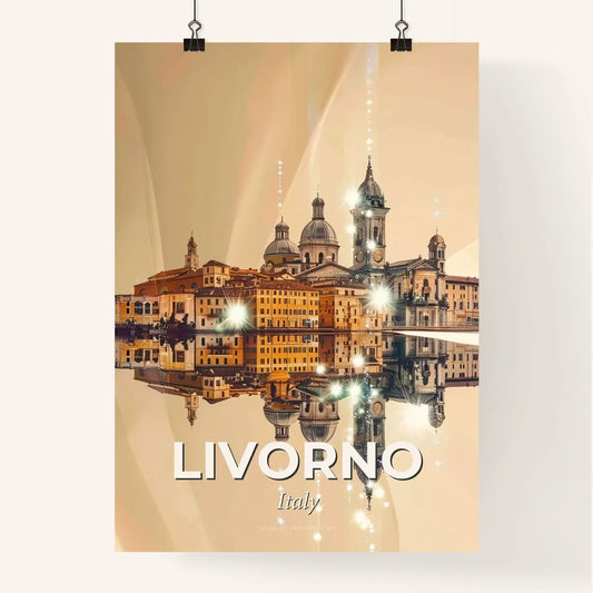 Livorno Skyline Cityscape Double Exposure Poster Poster