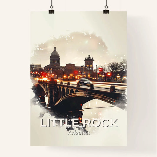 Little Rock Cityscape Double Exposure Poster Art Poster