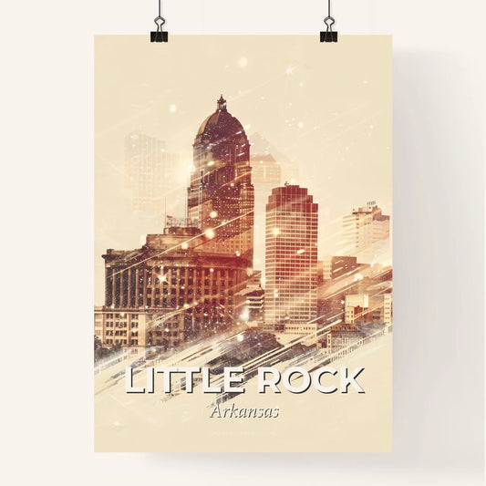 Little Rock Cityscape: Icons and Architecture on Beige Poster
