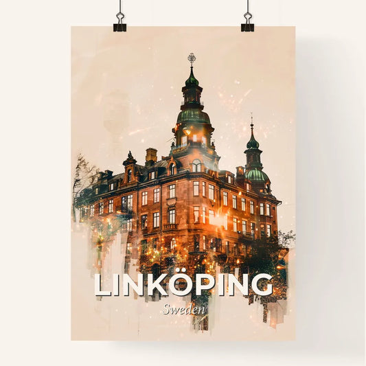 Linköping Skyline Double Exposure Poster Art Poster
