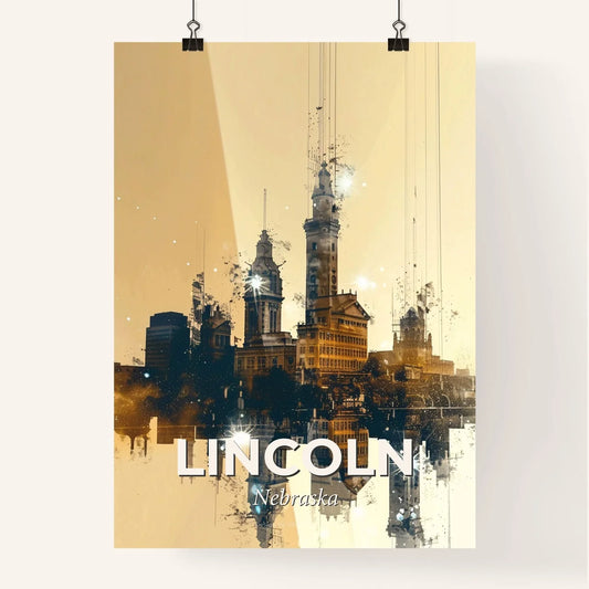 Lincoln City Skyline Double Exposure Art Poster