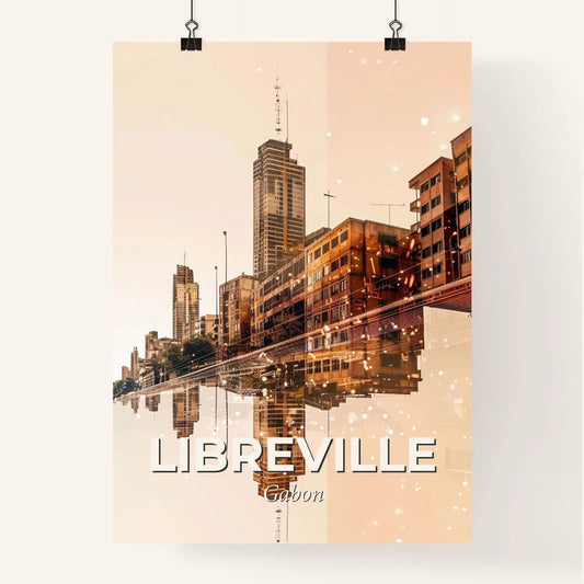 Libreville Iconic Skyline Art Bright Beige Poster