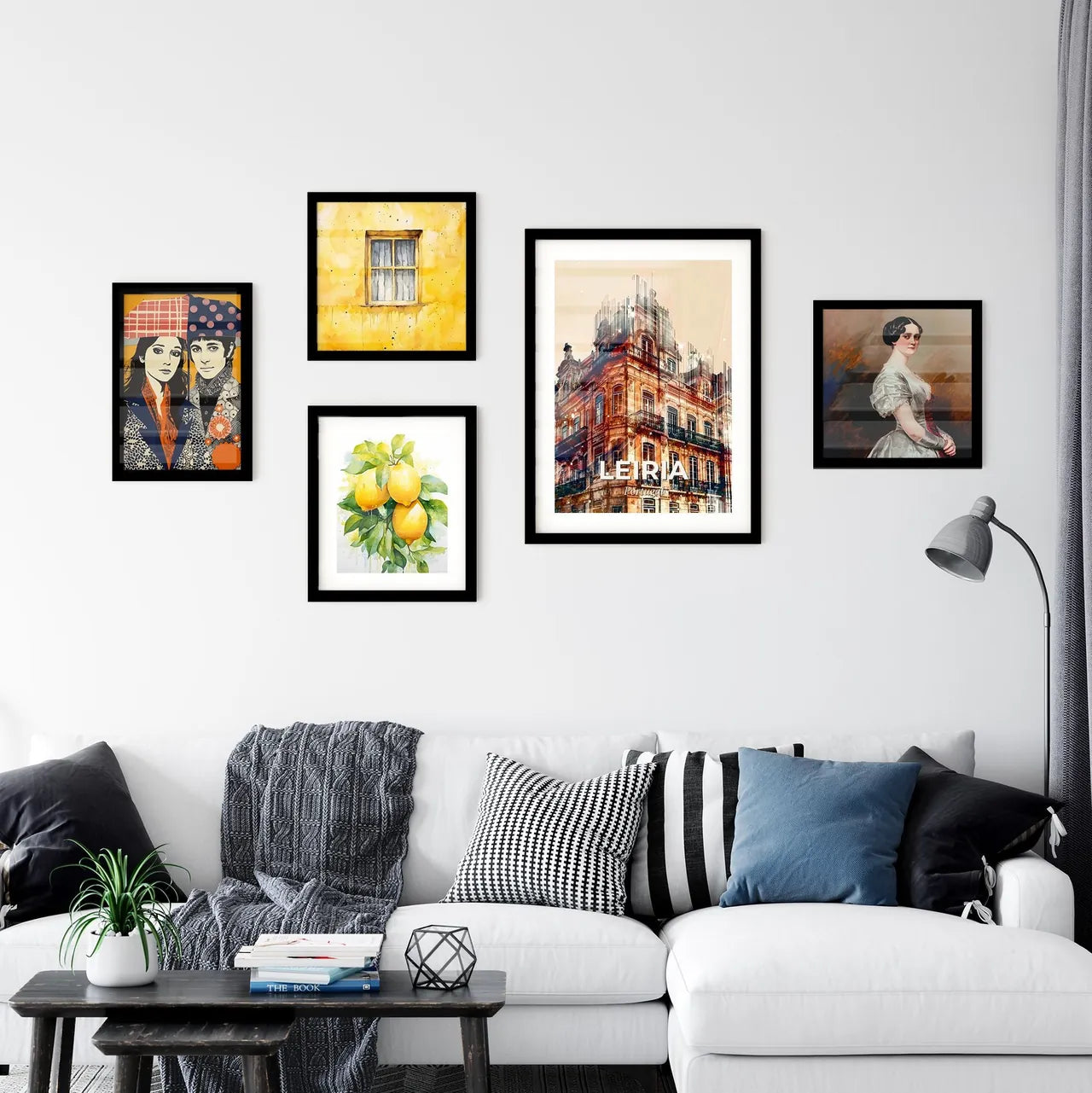 Leiria, Portugal: Double Exposure City Skyline Poster Wall Art