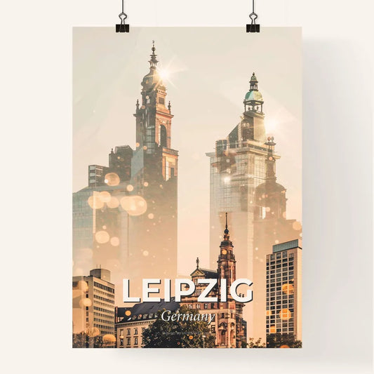 Leipzig City Architectural Skylinescape Paper Art Poster Poster