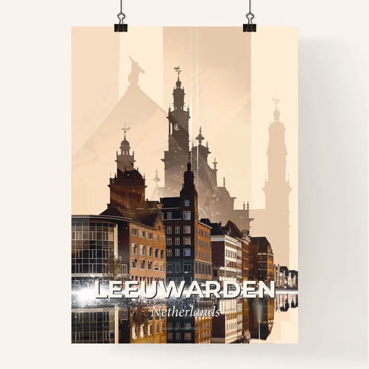 Leeuwarden Cityscape Panorama Skyline Artwork Poster