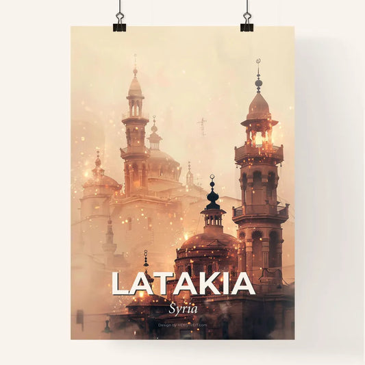 Latakia Skyline Double Exposure Art, Bright Beige Subtile Backlights Poster