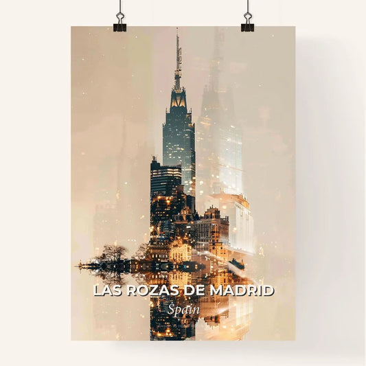 Las Rozas de Madrid Skyline Double Exposure Art Poster