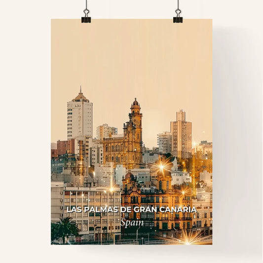Las Palmas Skyline Double Exposure Art Poster